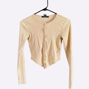 🤎Forever 21 Cream Fitted Long Sleeve Top